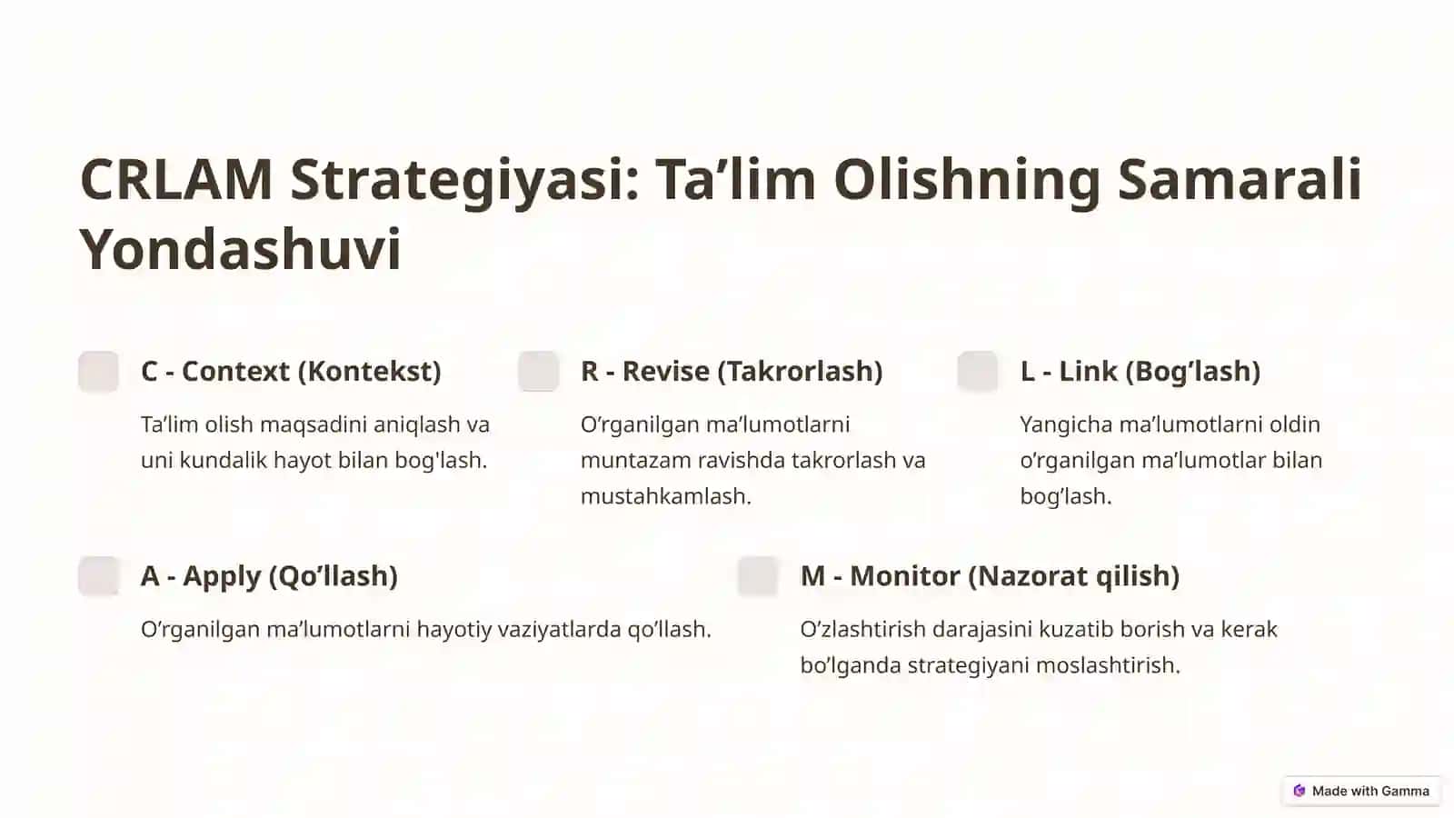 Muvaffaqiyatli Ta’lim Olish: Strategiya va Mustaqillik 2