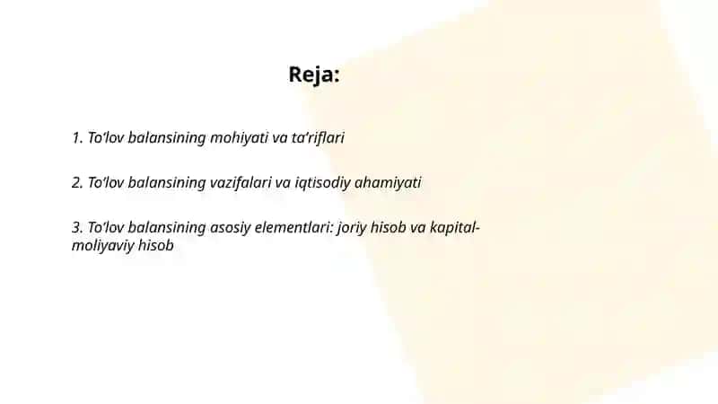 To'lov balansining mohiyati va tarkibi 2