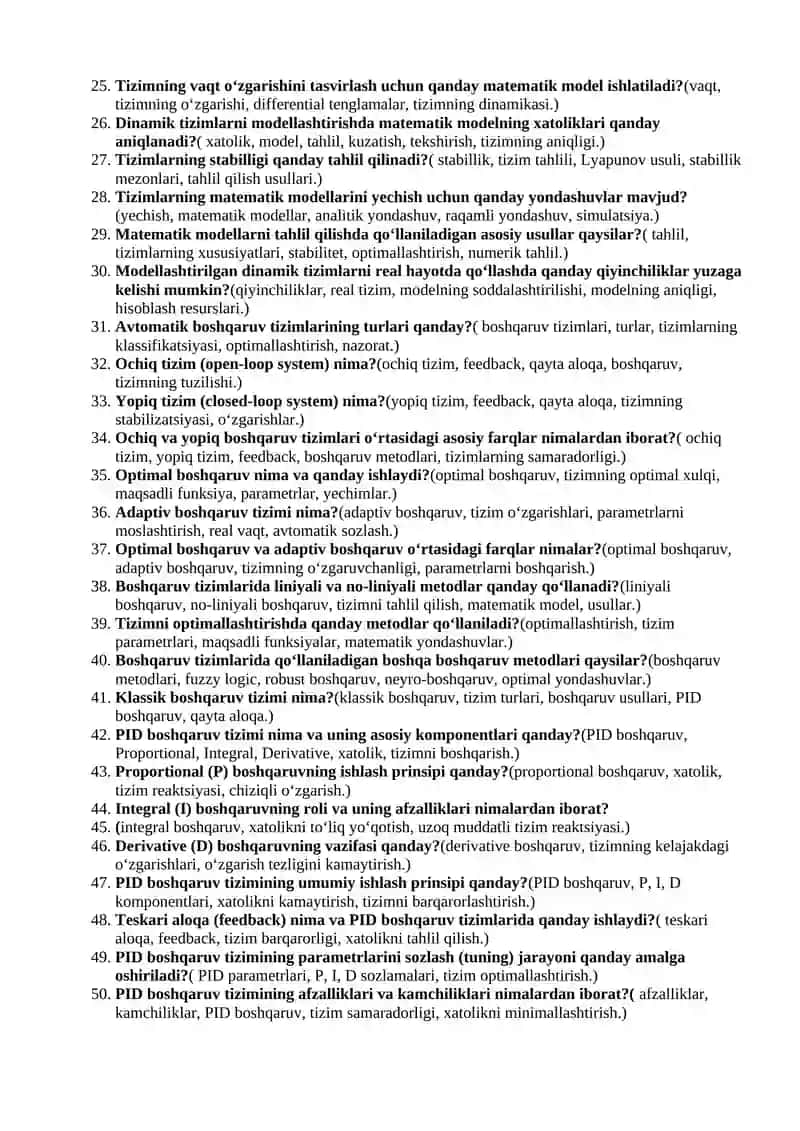 Avtomatik boshqaruv tizimi 2