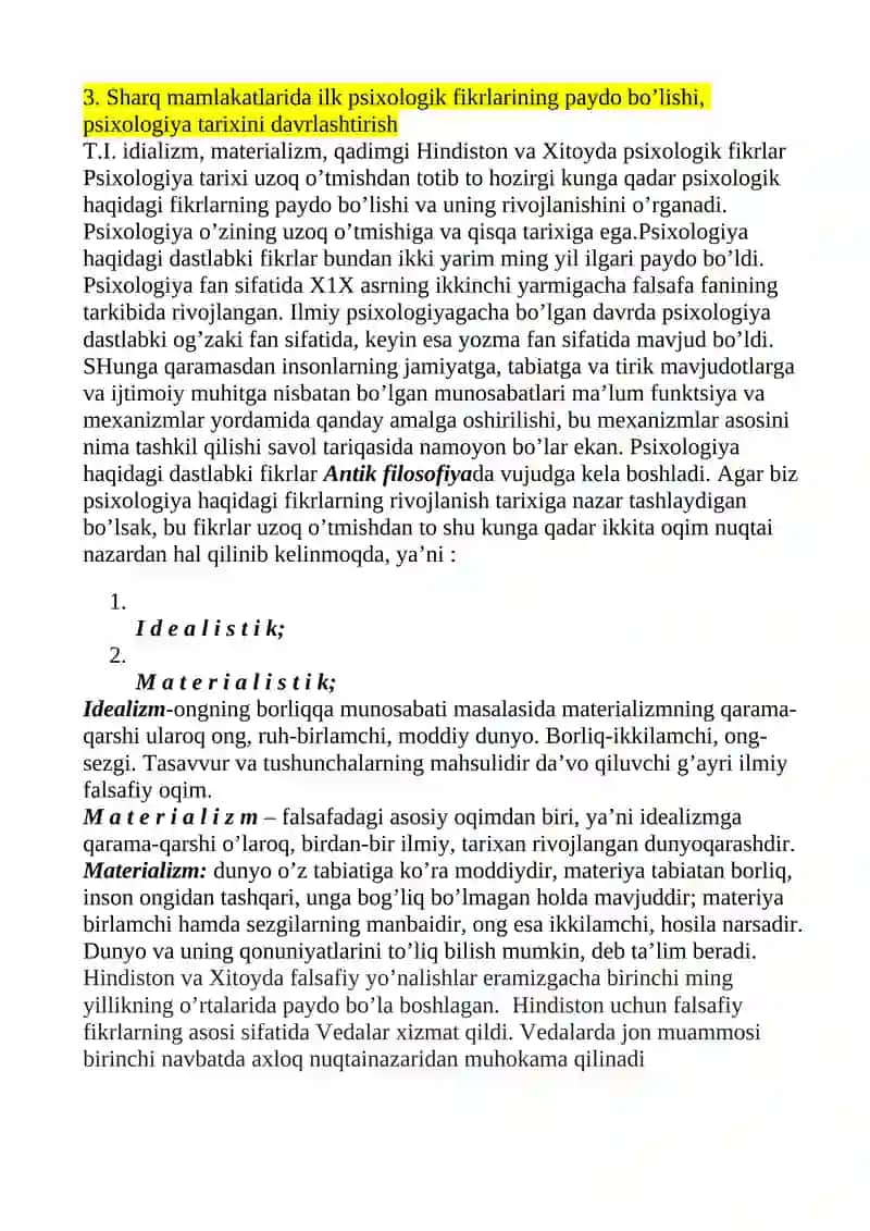 Psixologiya fanining predmeti, maqsadi va vazifalari 2