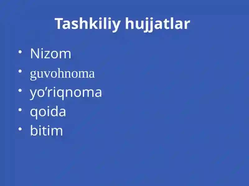 Tashkiliy-farmoyishli hujjatlar 2