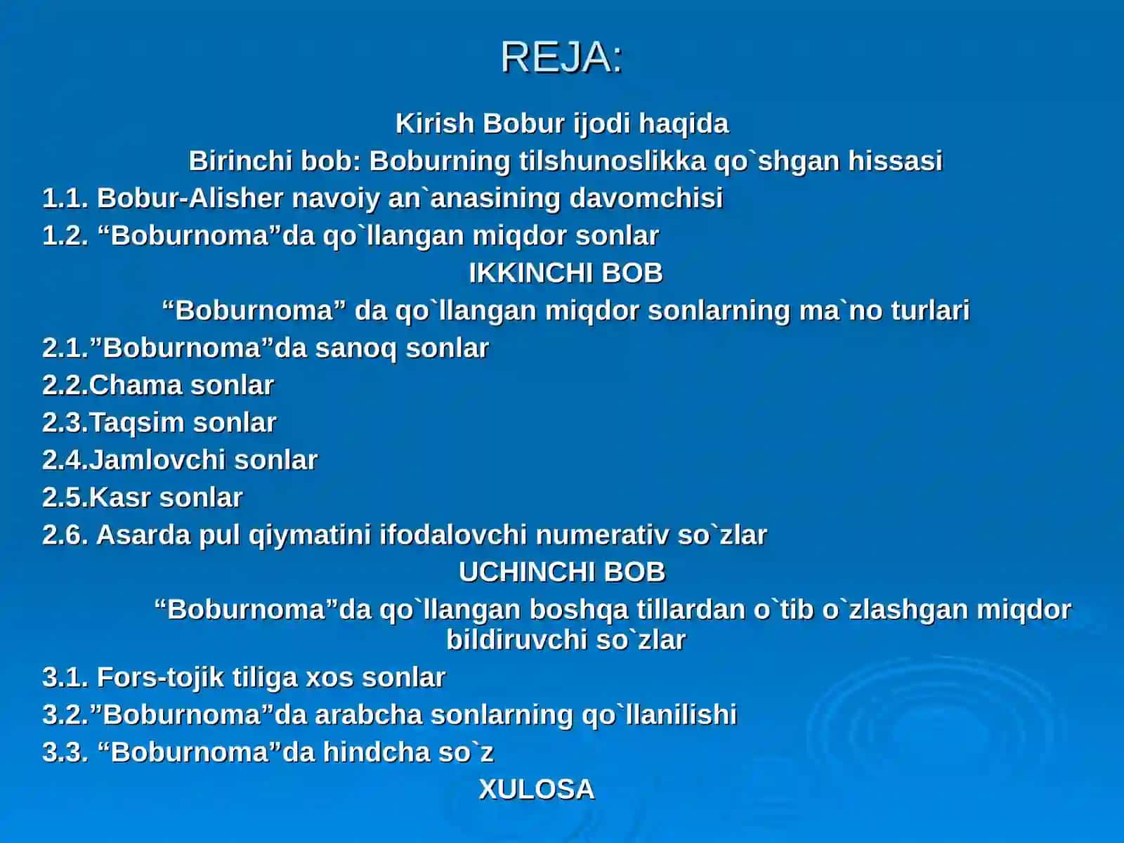 Boburnoma asarida miqdor ma`nosini ifodalovchi til vositalarining qo`llanilishi 2