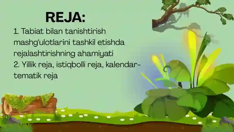 TASHKILOTLARIDA TABIAT BILAN TANISHTIRISH MAKTABGACHA TA’LIM ISHLARINI REJALASHTIRISH 2