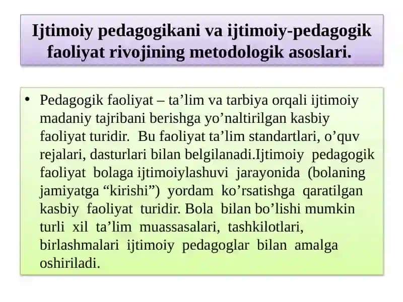 Ijtimoiy pedagogika rivojlanishi tarixi 2