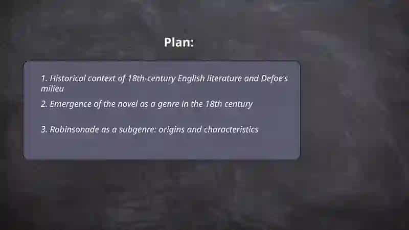 Features of the genre of D. Defoe's novel “The Adventures of Robinson Crusoe” 2