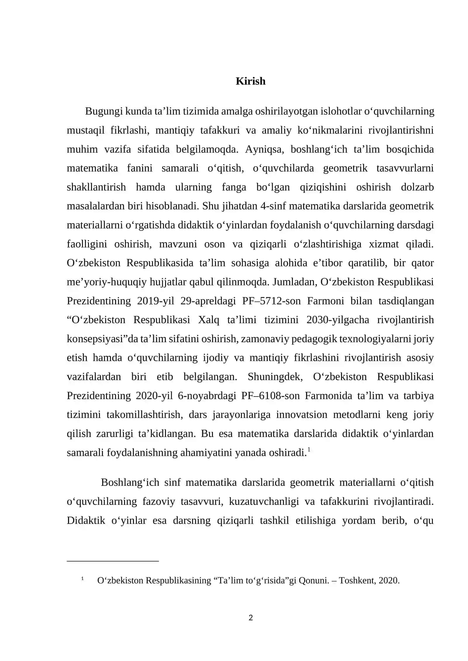 4-sinf matematika darslarida geometrik materiallarni o'rgatishda didaktik o'yinlardan yuklash metodikasi 2