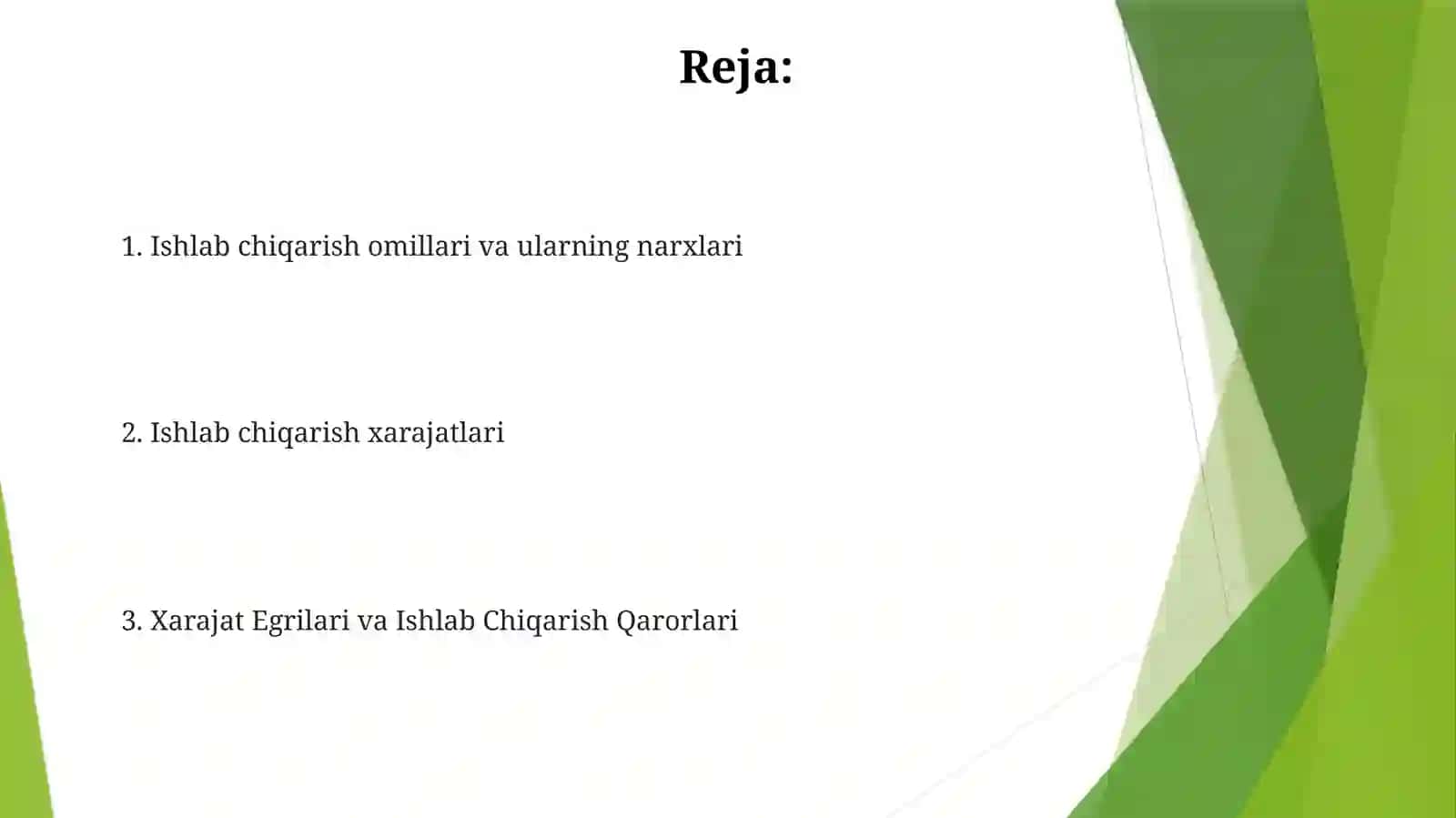 Ishlabchiqarish va ishlabchiqarish omillari va xarajatlari 2