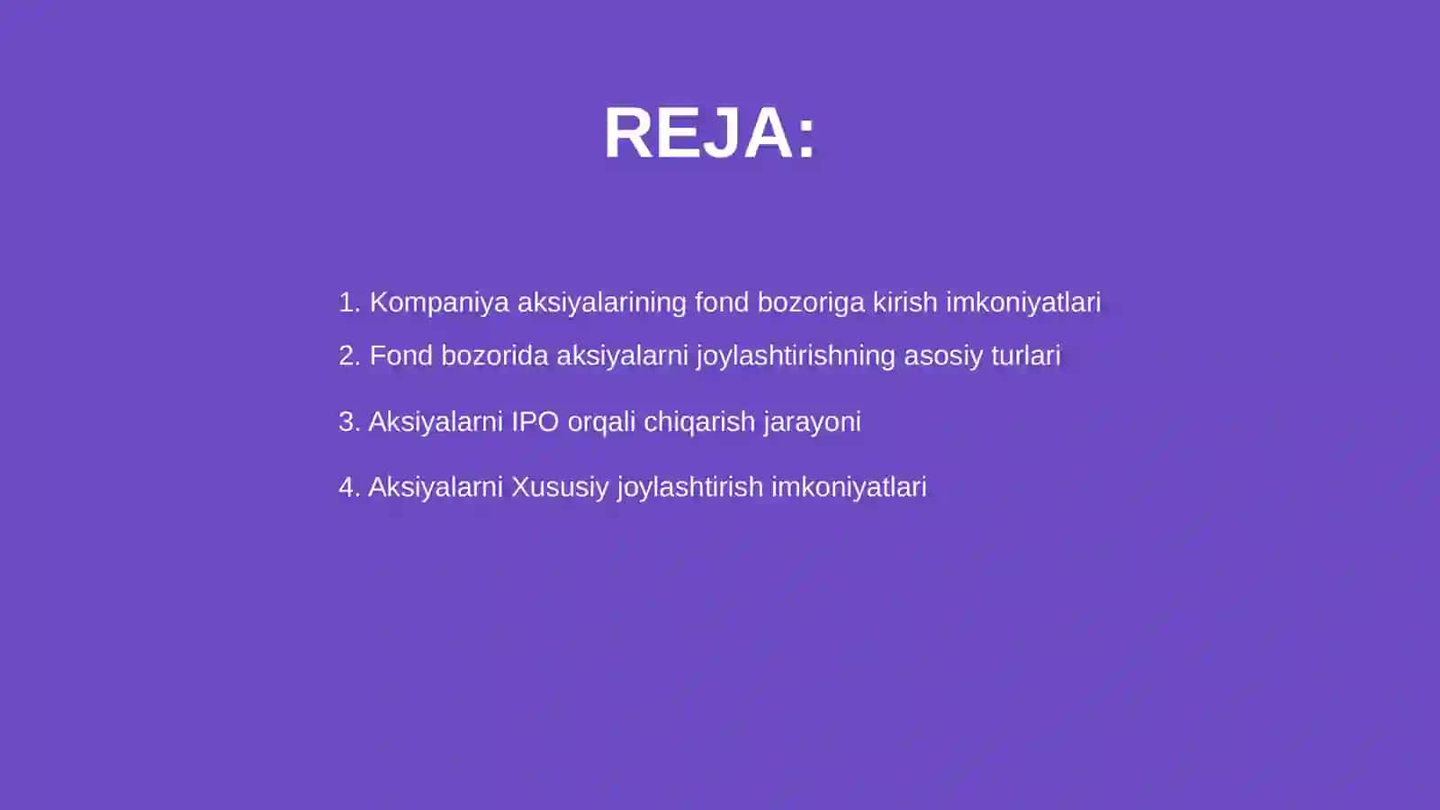 Kompaniya aksiyalarini fond bozoriga joylashtirish imkoniyatlari 2