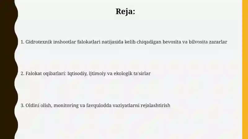 Gidrotrxnika inshoatlarining falokati natijasida bo'lishi mumkin bilvosita va bevosita zararlari 2