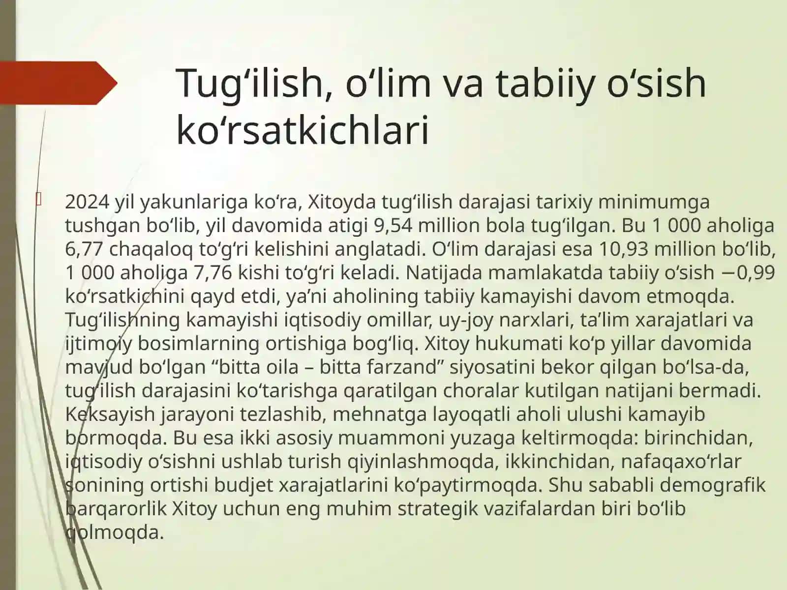Xitoy aholisi–umumiy demografik ko‘rsatkichlar 2