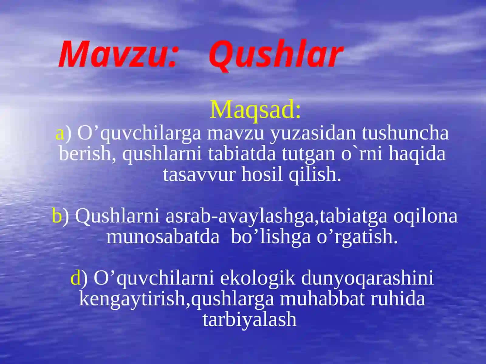Slayd: Qushlar 2