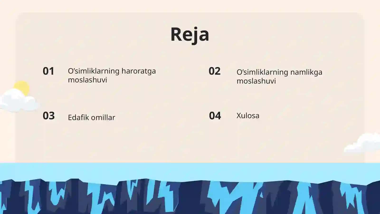 O’simliklarning haroratga va suv omiliga moslashuvi.Edafik omillar 2