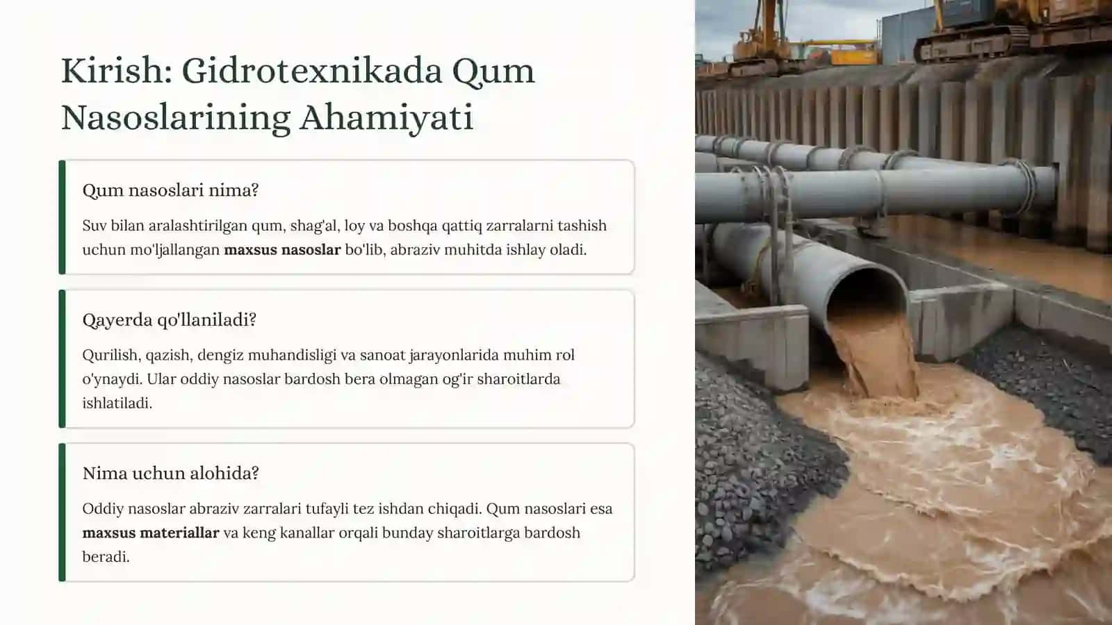 Qum Nasoslari: Gidrotexnika va Nasos Stansiyalari Fanida Ularning O’rni 2