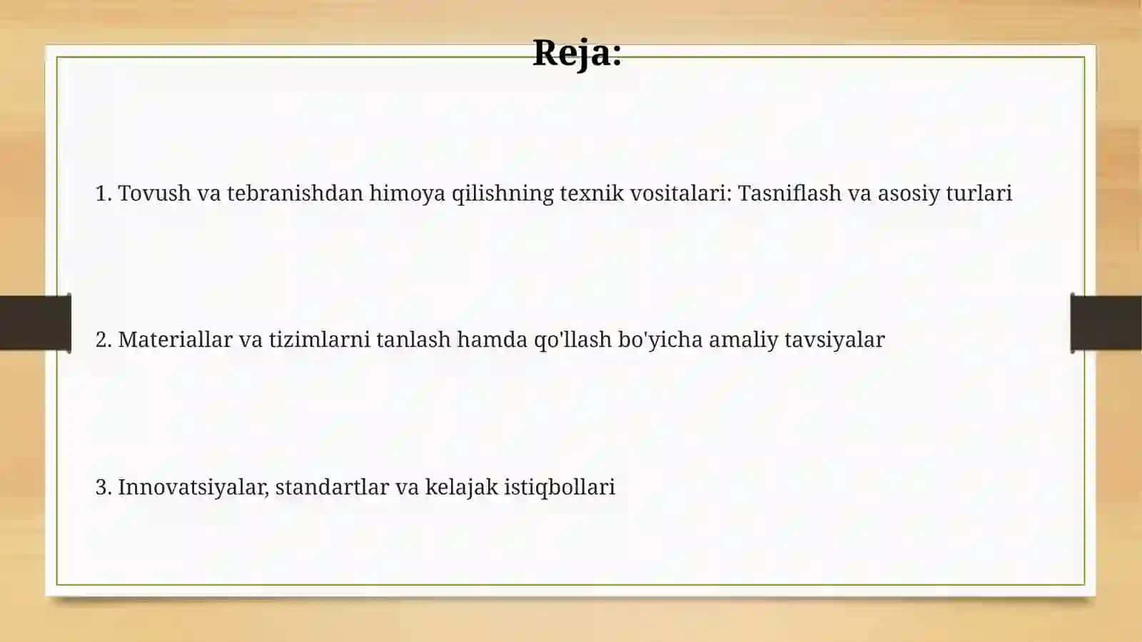 Tovush va tebranishdan himoya qilishning texnik vositalari 2