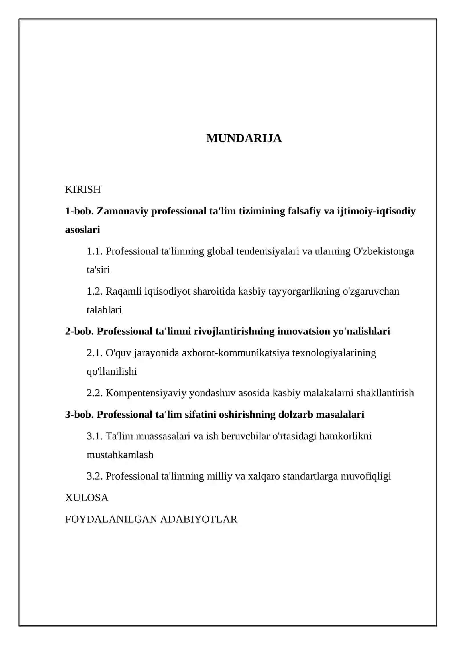 Professional ta'lim rivojlanishining asosiy tendentsiyalari 2
