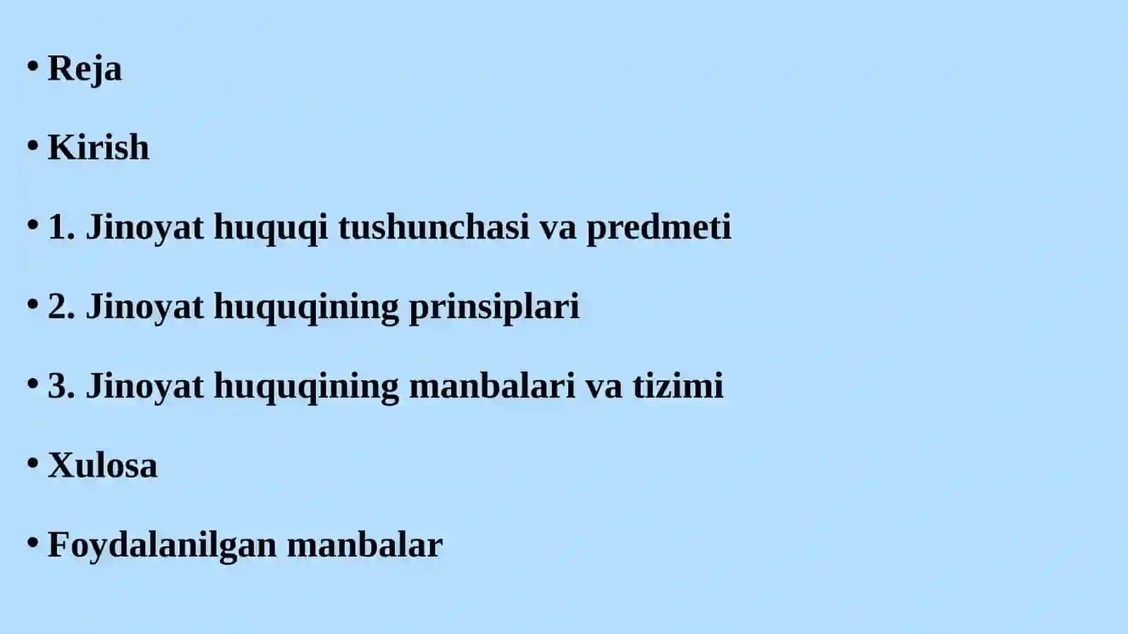 Jinoyat huquqi faniga kirish. 2