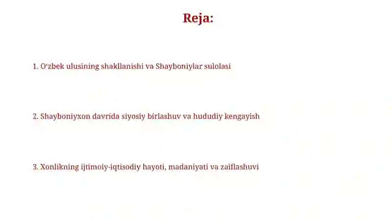 Oʻzbek xonligini tashkil topilishi 2