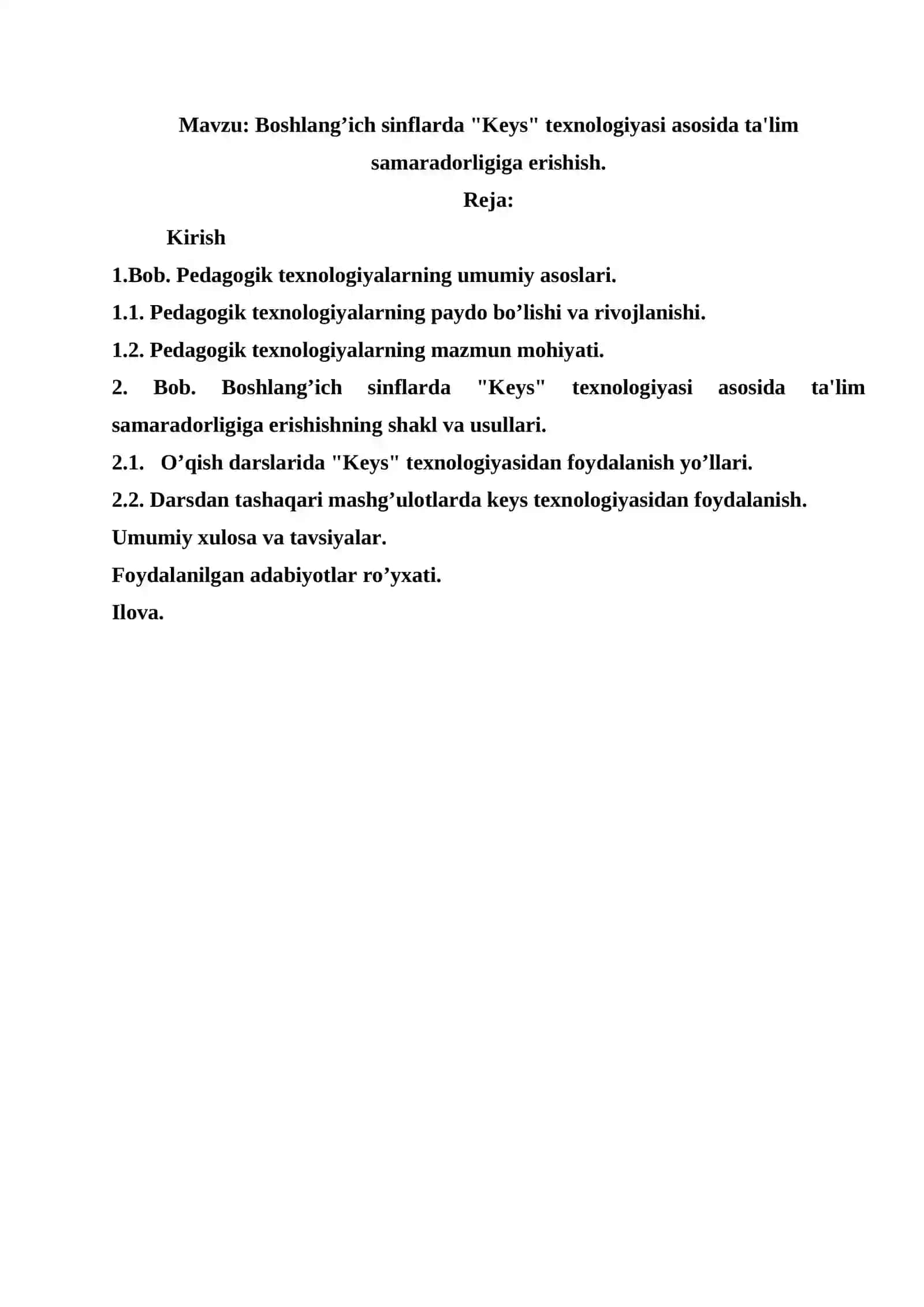 Boshlang’ich sinflarda "Kеys" tеxnologiyasi asosida ta'lim samaradorligiga erishish 2