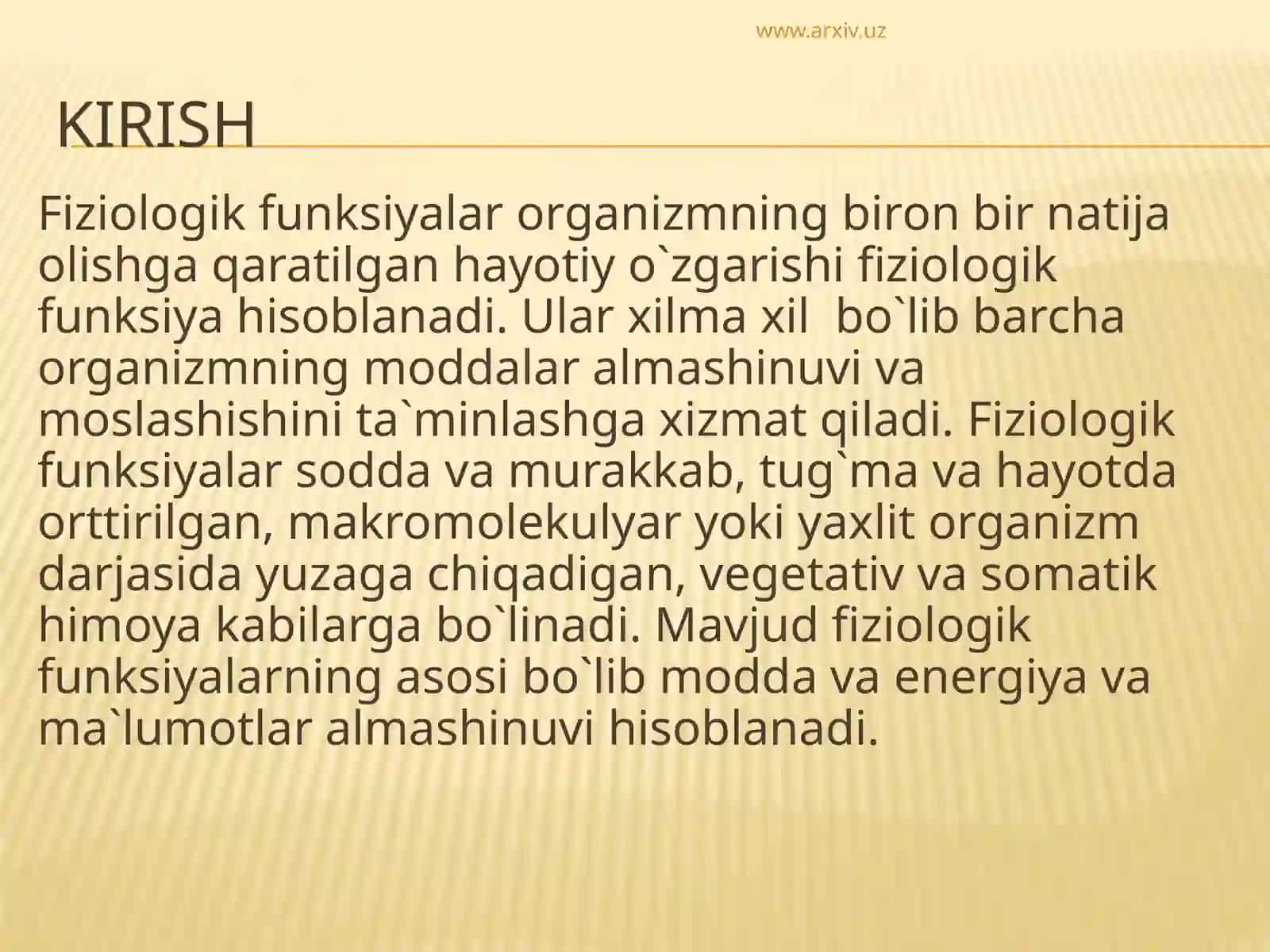 HAYVON ORGANIZMINING TURLI FIZIOLOGIK FAOLIYATINI O`RGANISH USULLARI 2