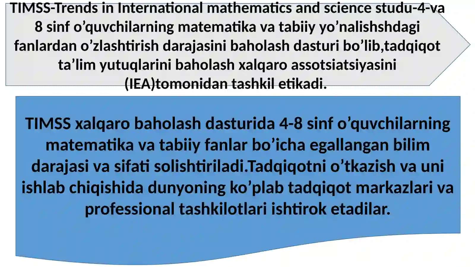 TIMSS,PIZA va STEAM xalqaro baholash dasturlariga oid topshiriqlar ishlab chiqish metodikasi 2