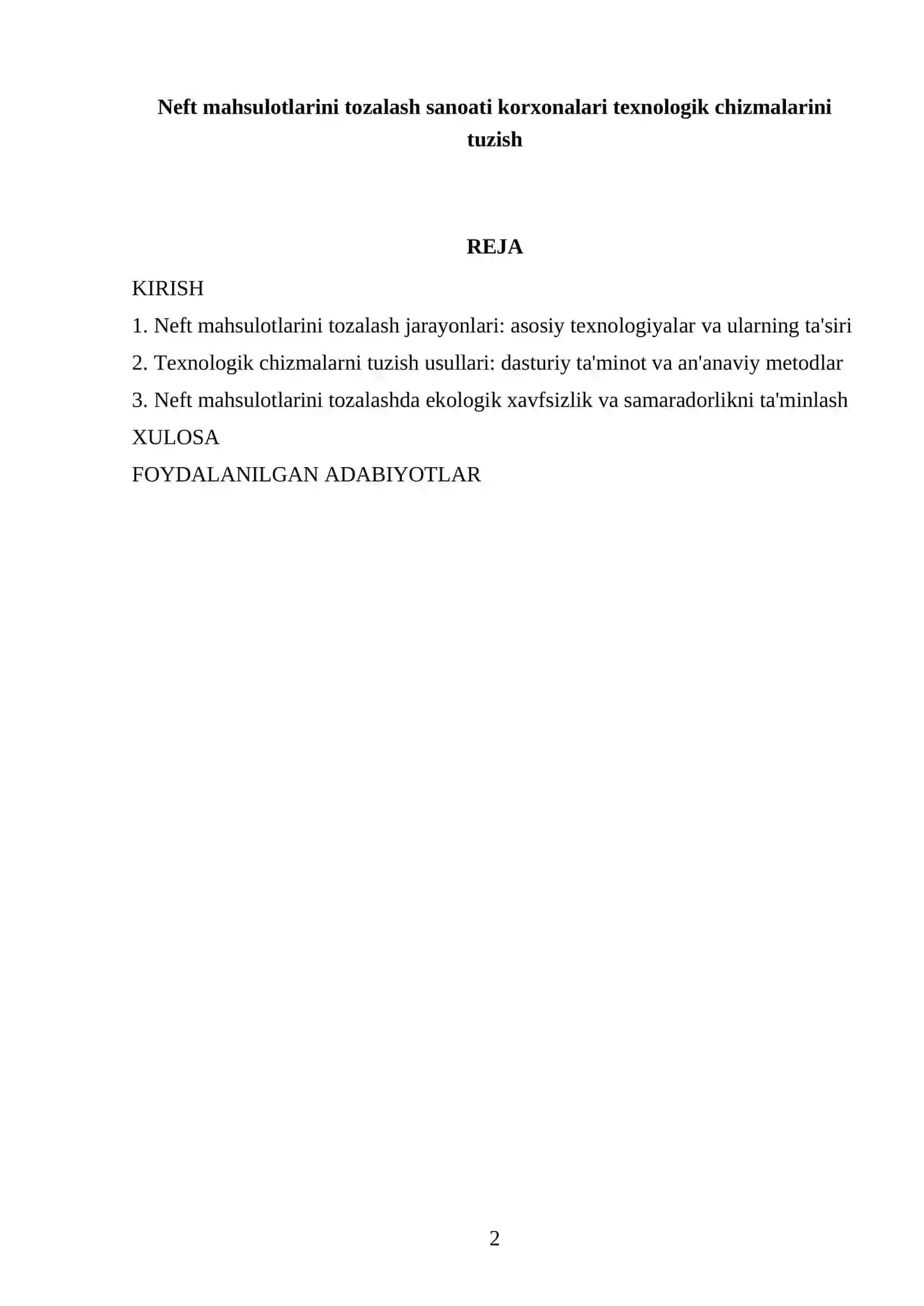 Neft mahsulotlarini tozalash sanoati korxonalari texnologik chizmalarini tuzish 2