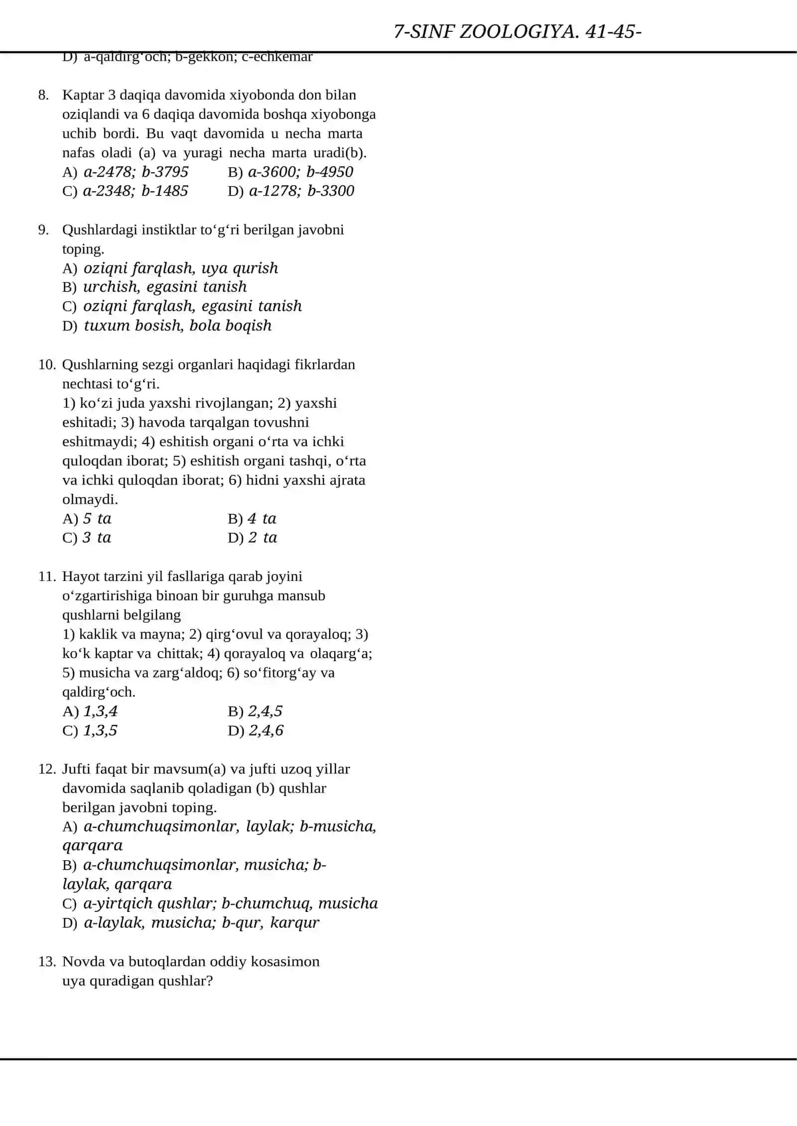 7-SINF ZOOLOGIYA. 41-45-MAVZULAR 2