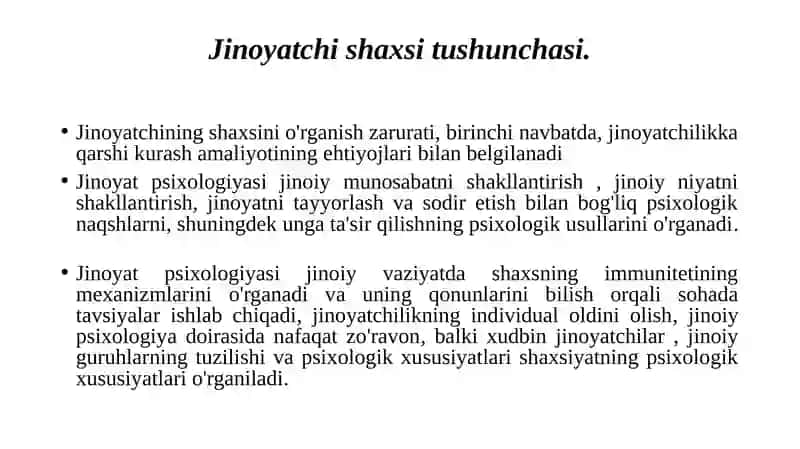 Jinoyatchi shaxsin ixtiyoriy huquqlarini aniqlash 2