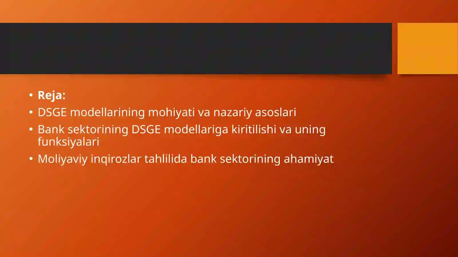 Bank soxasidagi DSGE modellari 2