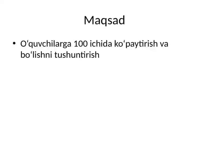 100 ichida ko‘paytirish va bo‘lish 2