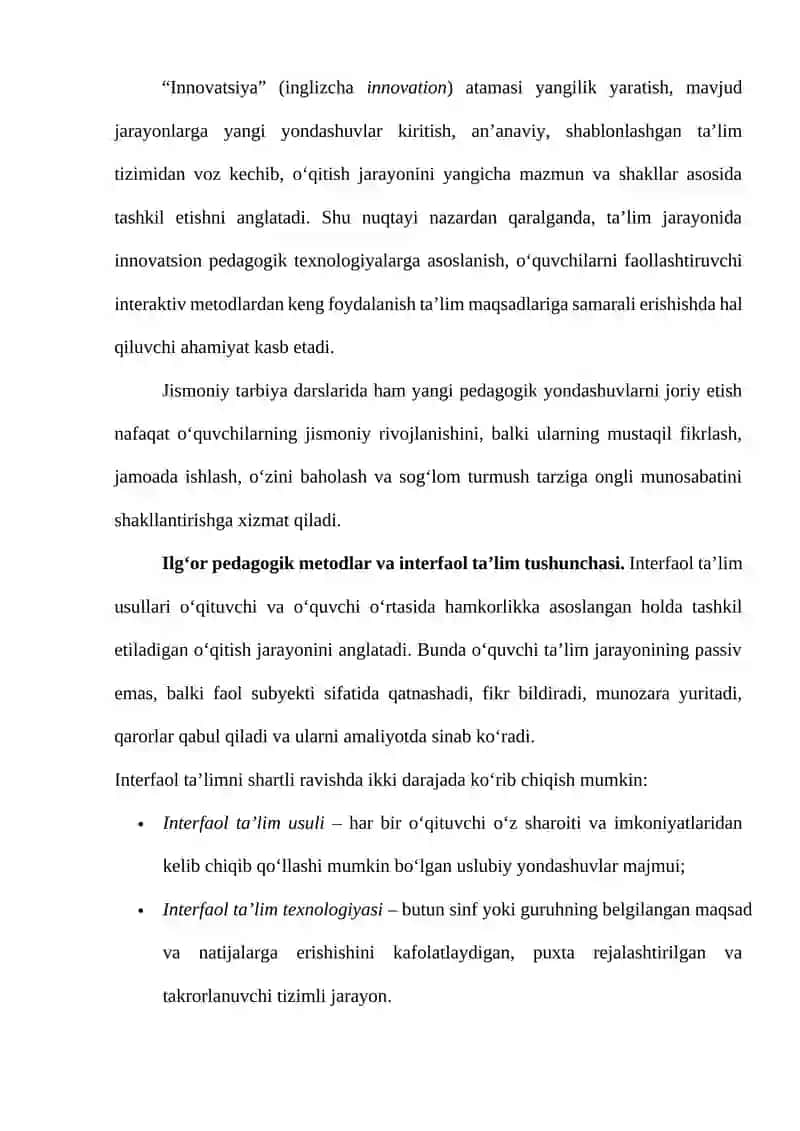 JISMONIY TARBIYA DARSLARIDA ILG‘OR PEDAGOGIK METODLARDAN FOYDALANISH SAMARADORLIGI 2