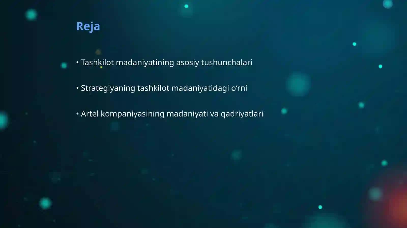 Tashkilot madaniyati va strategiya o‘rtasidagi bog‘liqlik. Artel kompaniyasi misolida 2