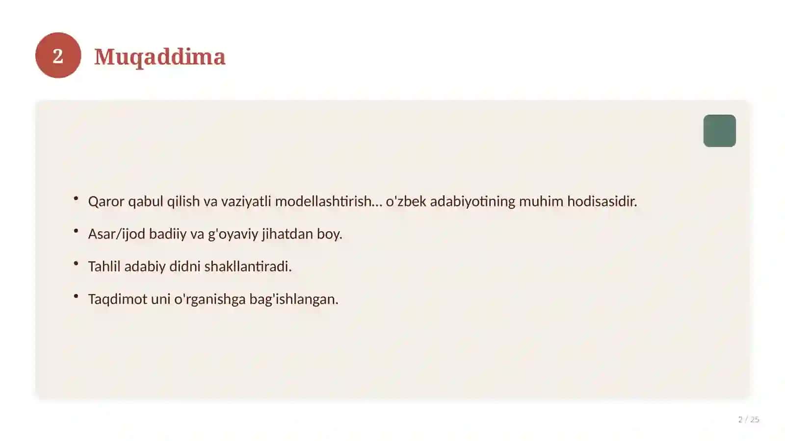 Qaror qabul qilish va vaziyatli modellashtirish 2