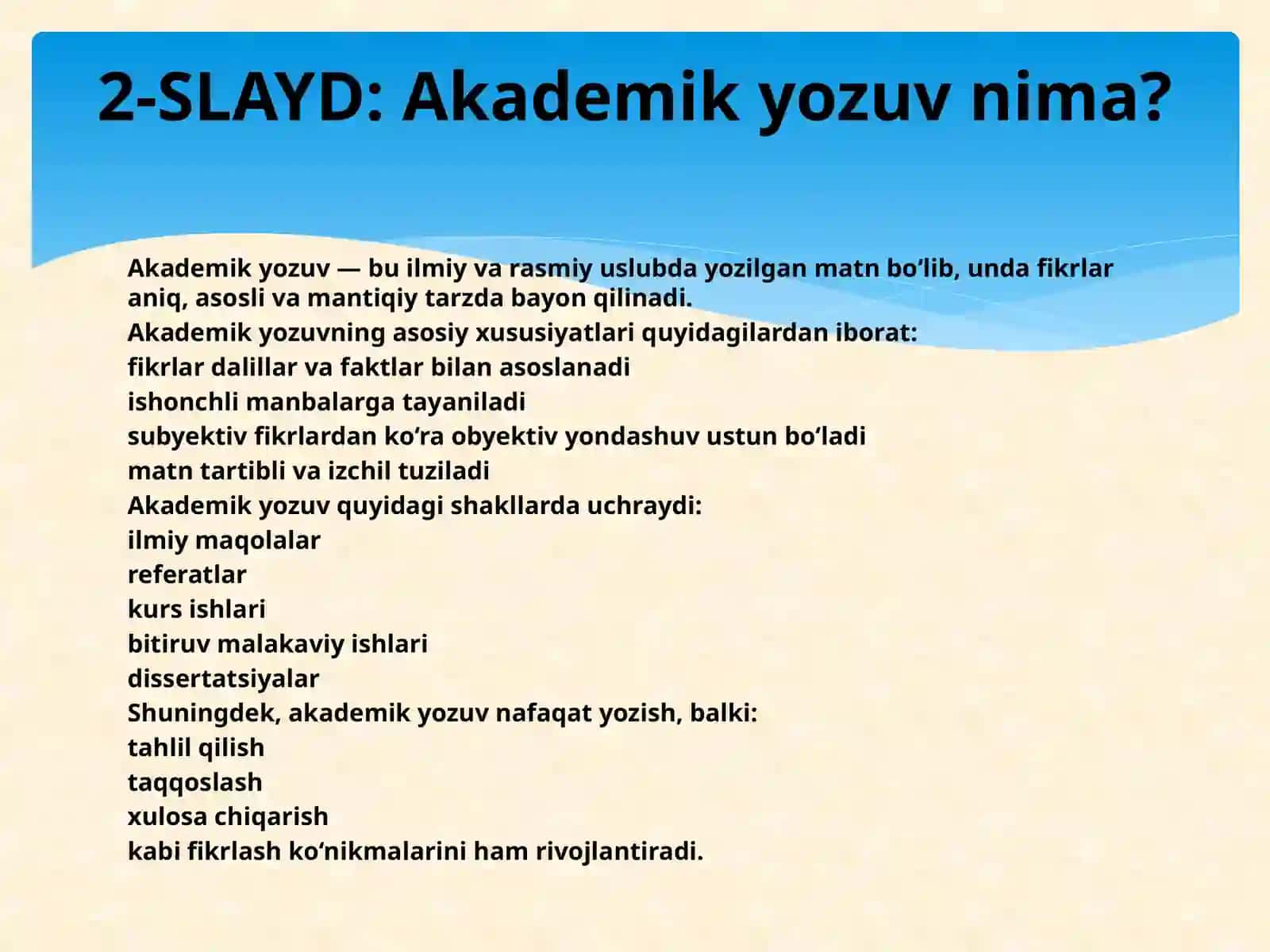 Akademik yozuv va uning asosiy tushunchalari 2