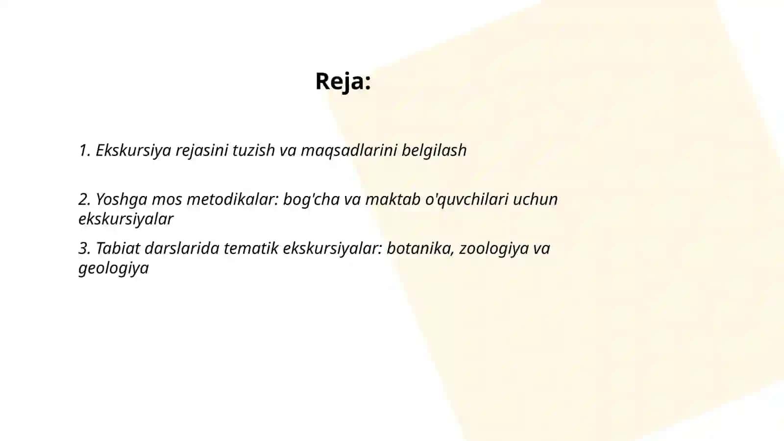 Tabiat bilan tanishtrshda ekskursya va ularning turli metodikasi haqda bilimlarni takomillashtirish 2