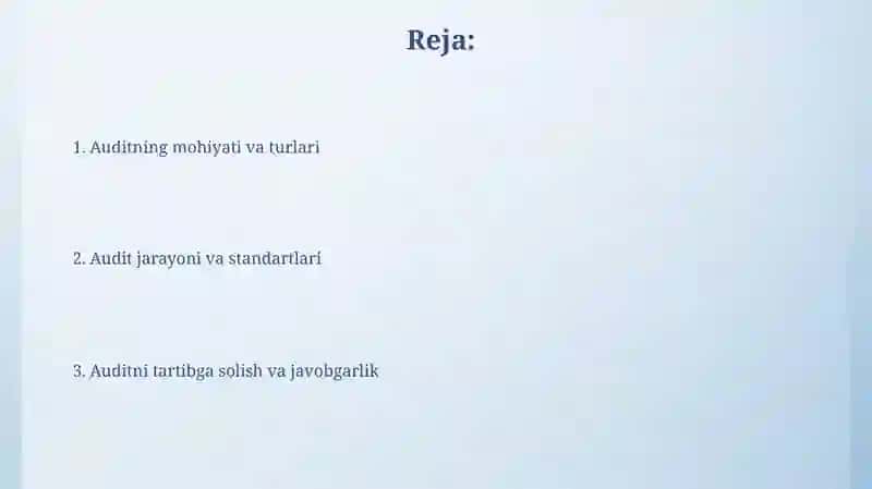 Audit konsepsiyasi va uni tartibga solish 2