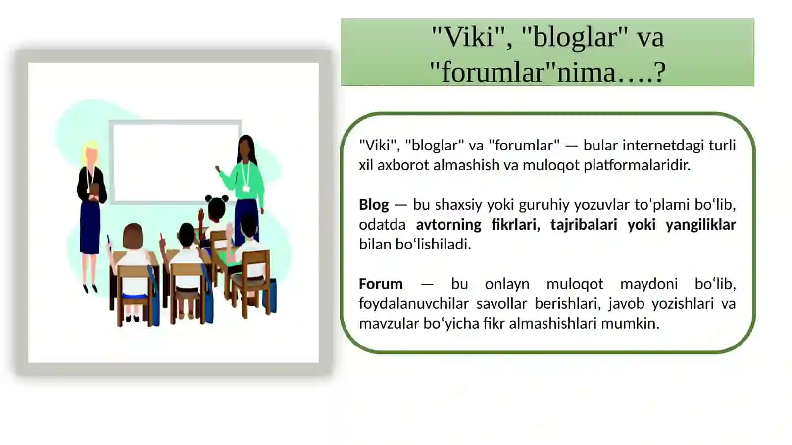 Viki, bloglar va forumlar: elektron ta’lim jarayonida kontent yaratish va boshqarish 2