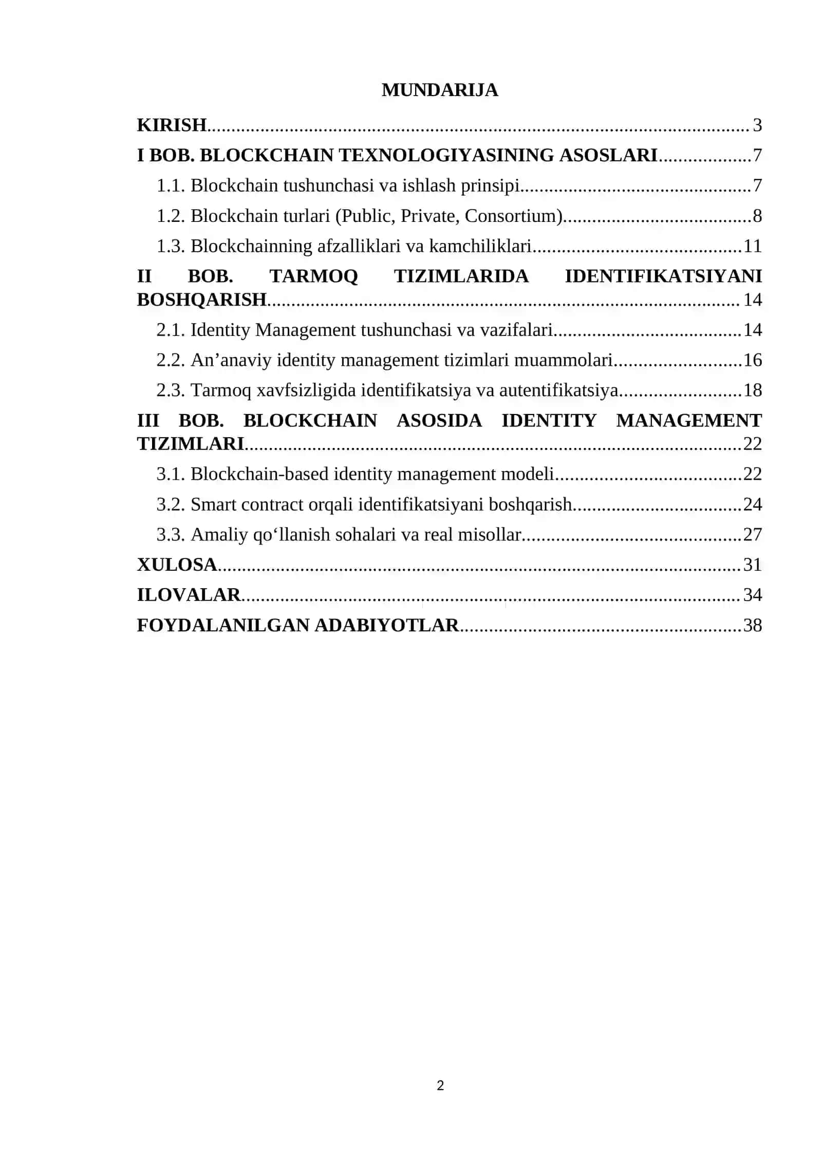 KURS ISHI "Blockchain-based identity management tarmoq tizimlarida" 2