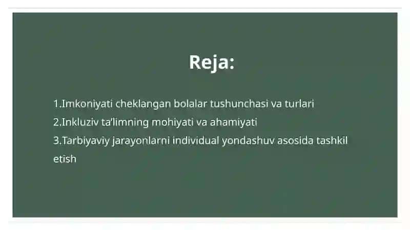 Imkoniyati cheklangan bolalarni inkluziv ta'lim va tarbiyalash konsepsiyasi 2