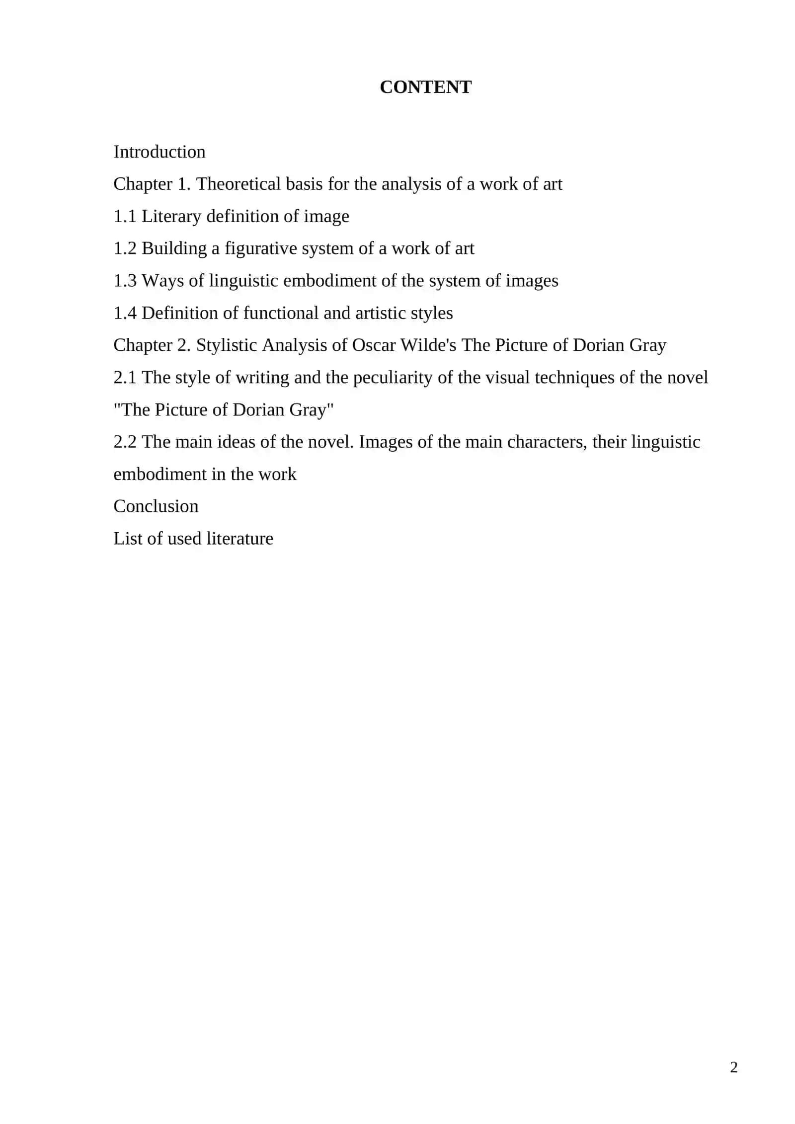Analysis of “The picture of Dorian Gray” by O.Wilde 2
