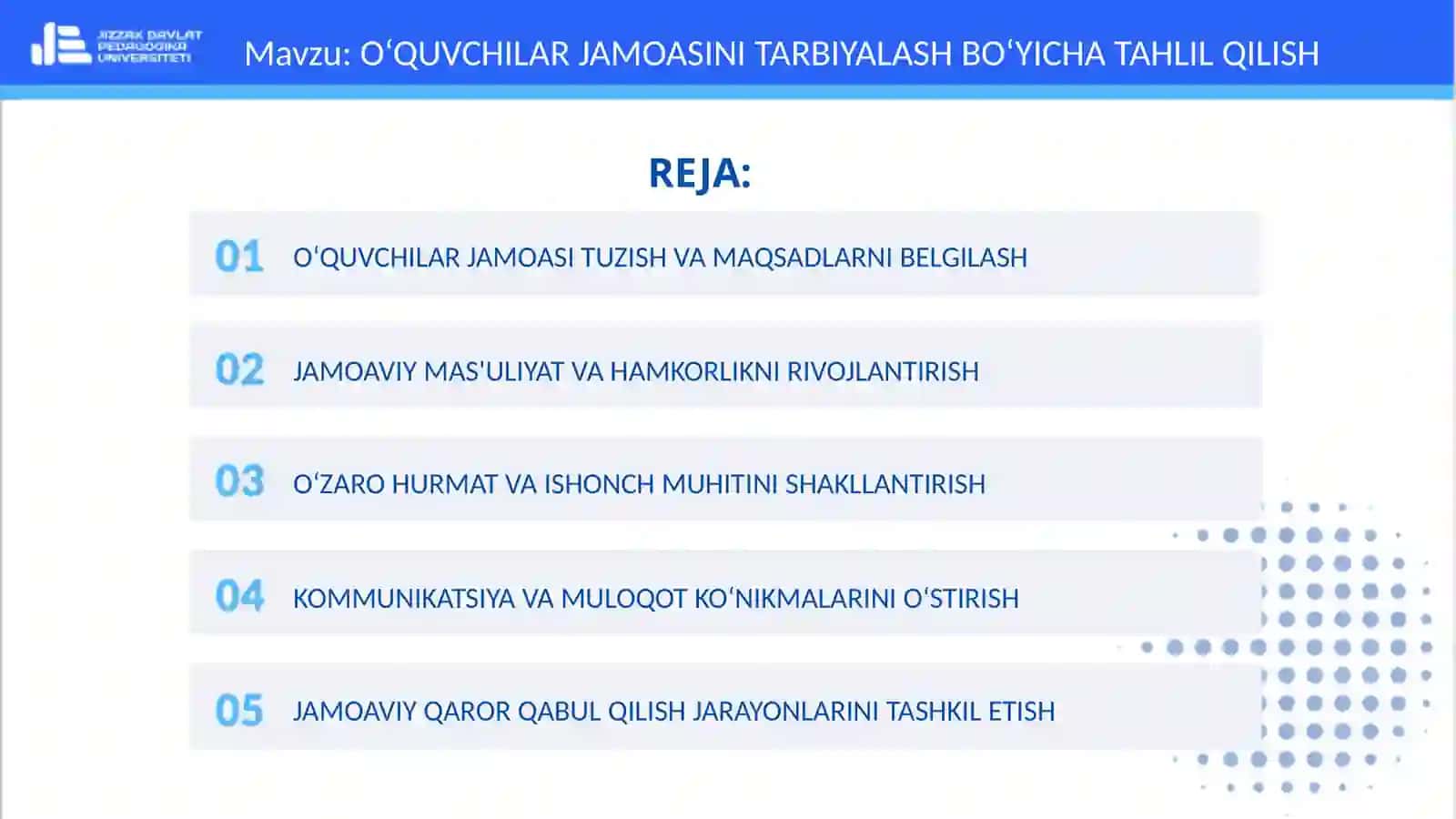 FAN: TARBIYAVIY ISHLAR MAXSUS METODIKASI 2