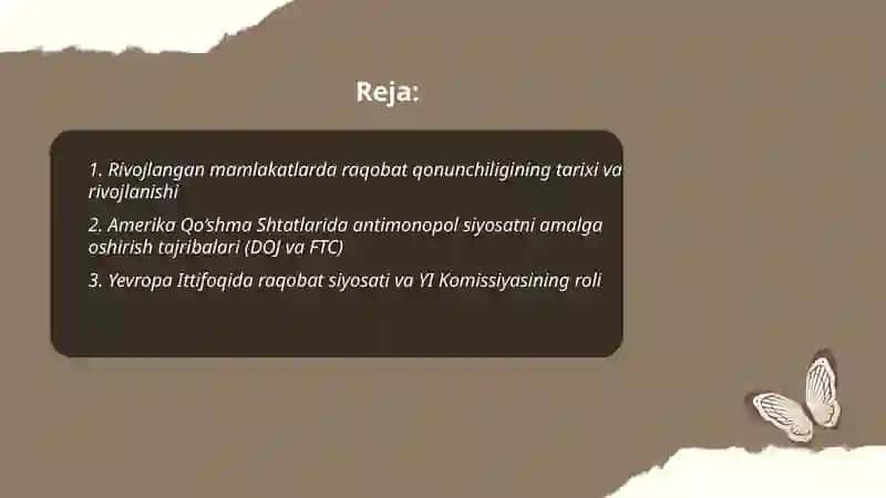 Rivojlangan mamlakatlarda antimonopol siyosatni amalga oshirilishi tajribalari 2