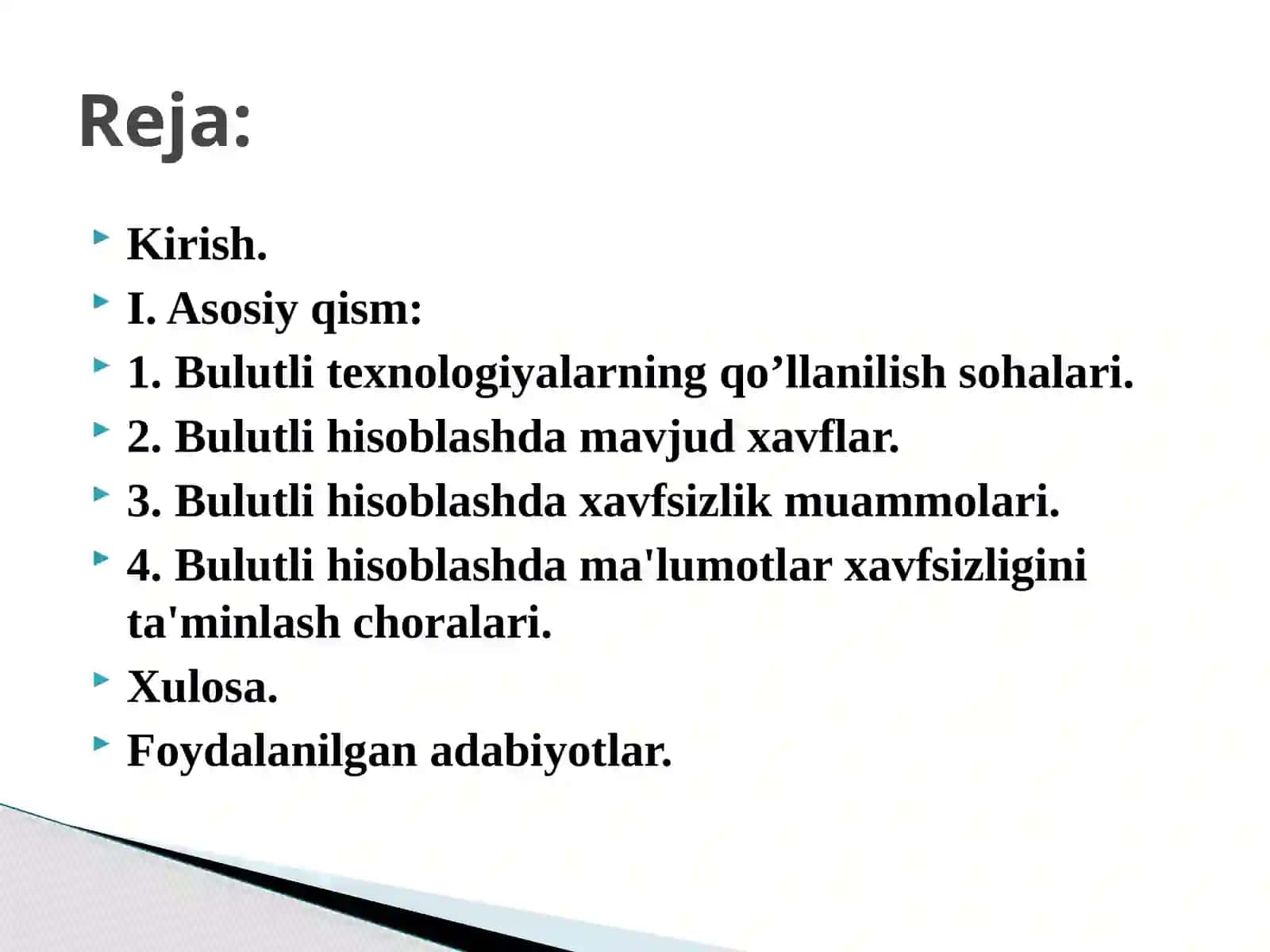 Bulutda tarmoq xizmatlari va xavfsizligini ta’minlash. 2