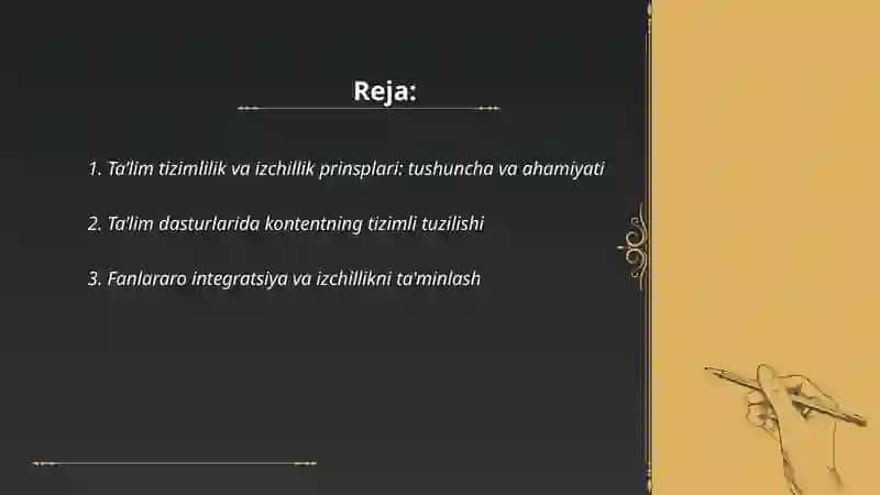 Ta’limning tizimlilik va izchillik prinsplarini amalga oshirish qoidalari 2