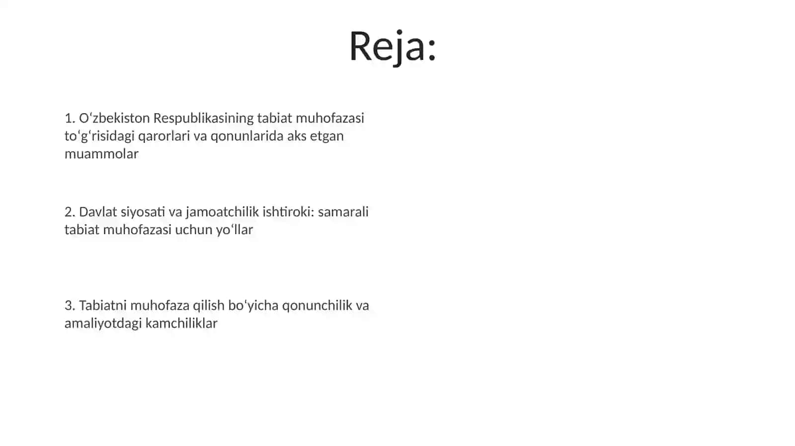 O'zbekiston Respublikasining Tabiatni Muhofaza Etishga Doir Qaror va Qonunlar 2