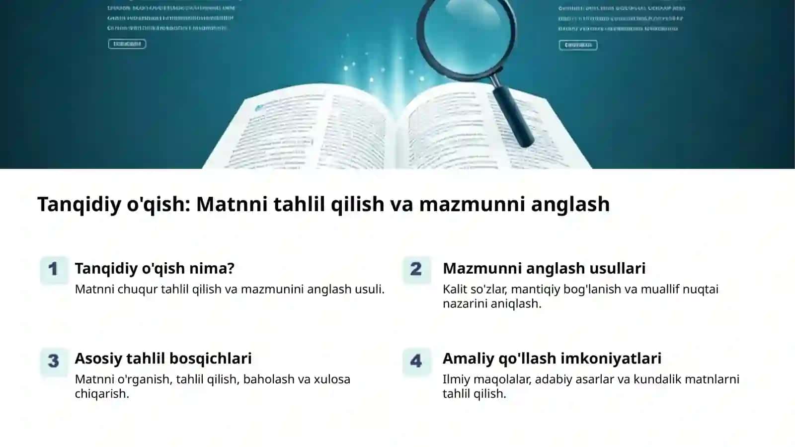 Tanqidiy o'qish va samarali foydalanish 2