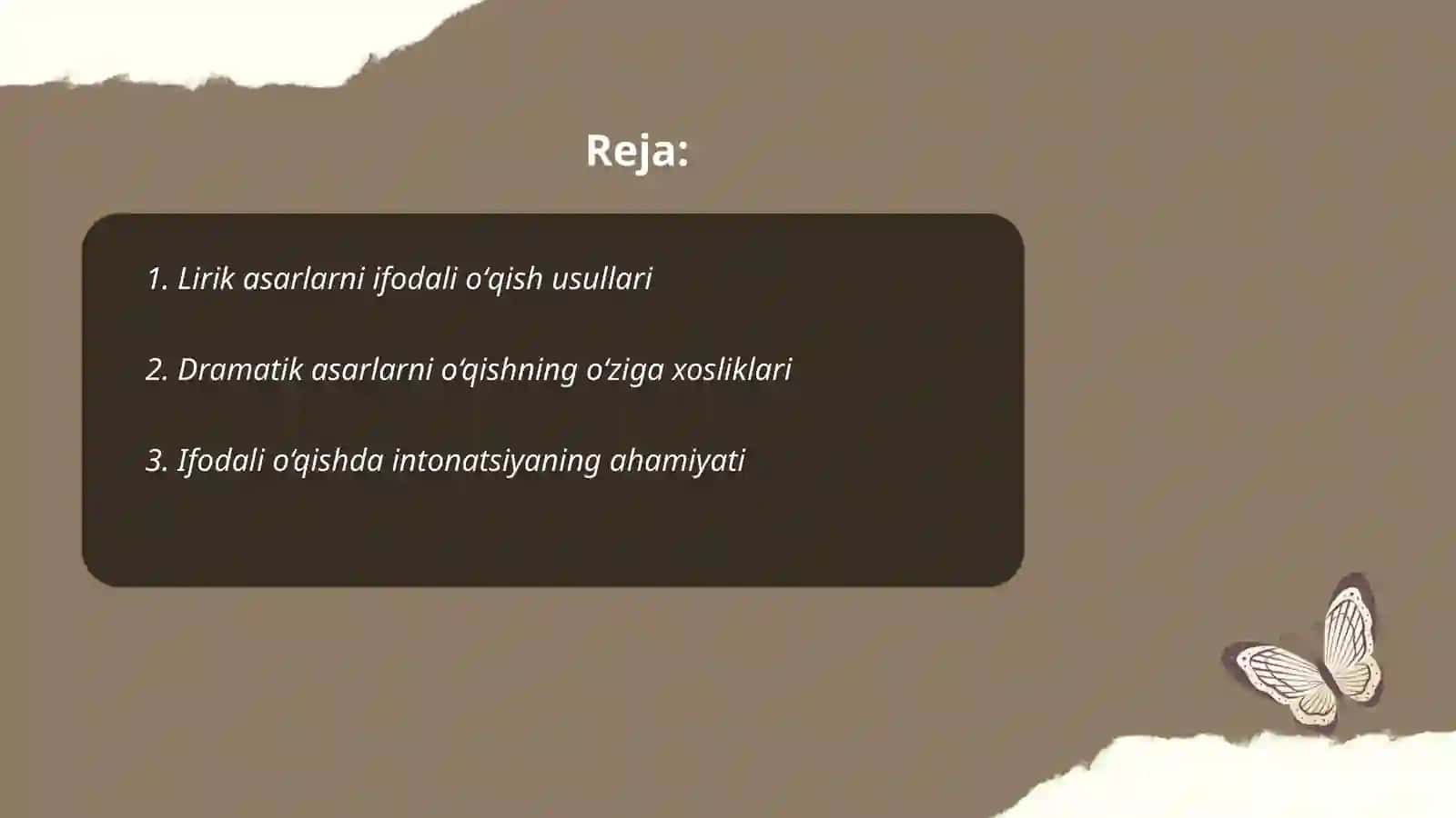 Lirik va drammatik turdagi asarlarni ifodali oʻqish 2