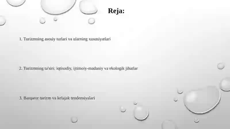 Turizmning asosiy turlari va ularning xususiyatlari 2