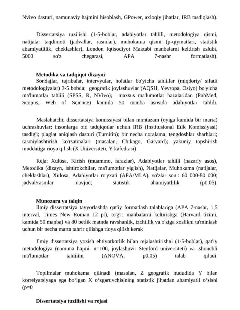 Ilmiy tezis yozish va tayyorlash tartibi 2