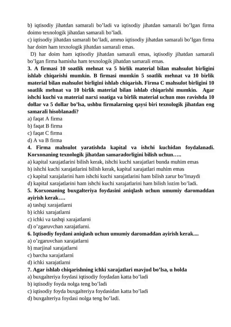ISHLAB CHIQARISH NAZARIYASI. ISHLAB CHIQARISH XARAJATLARI 2