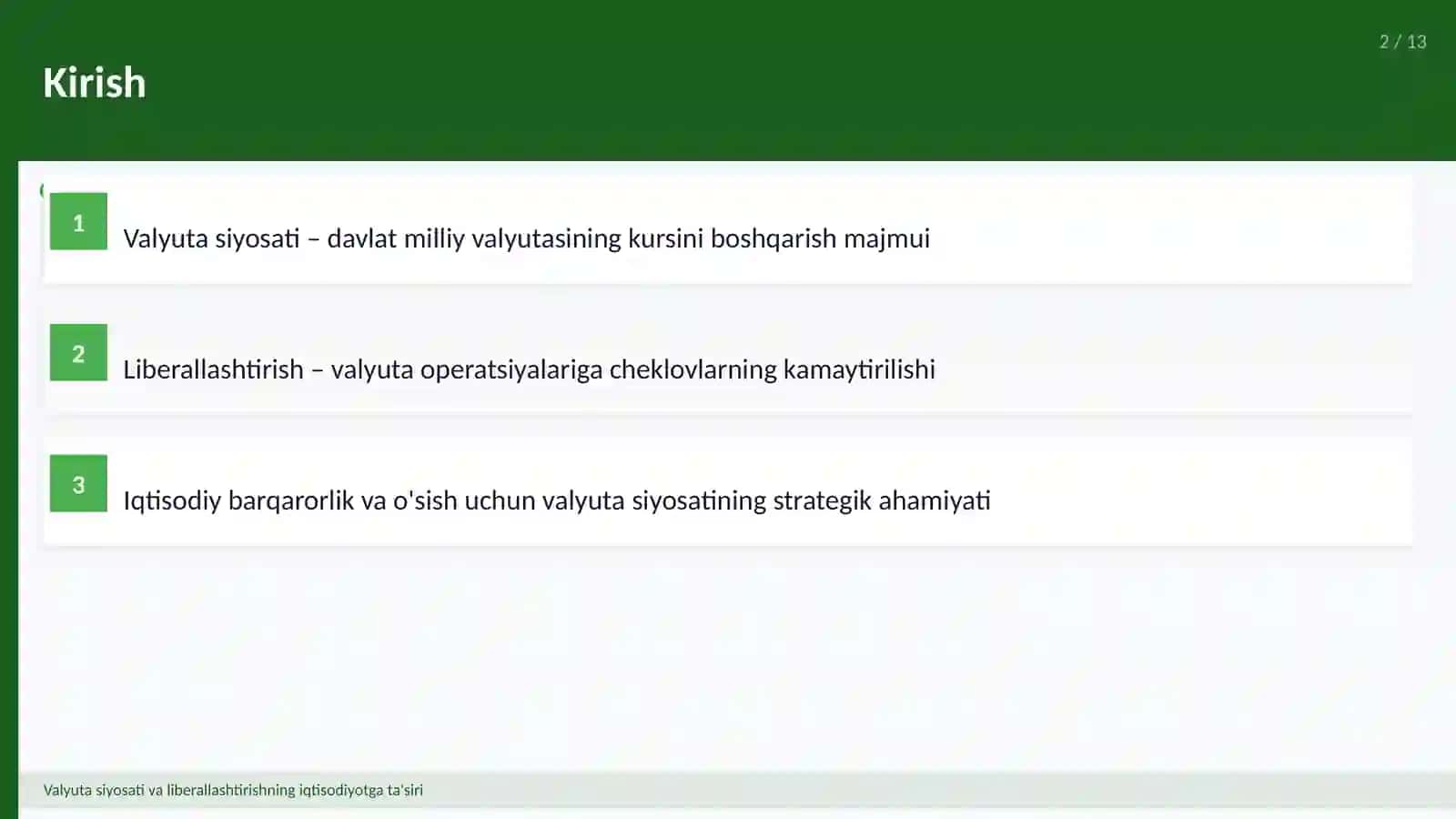 Valyuta siyosati va liberallashtirishning iqtisodiyotga ta'siri 2